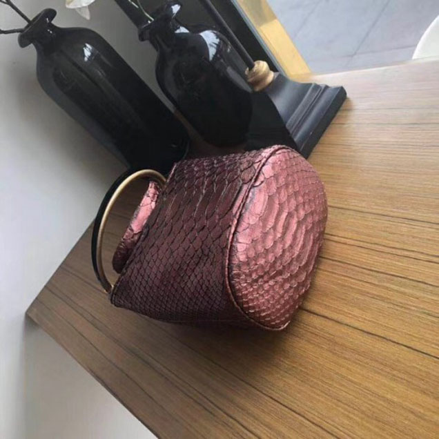 Chanel Chevron Python Handle with Chic Bucket Bag A57861 Metallic Rose 2018 Collection