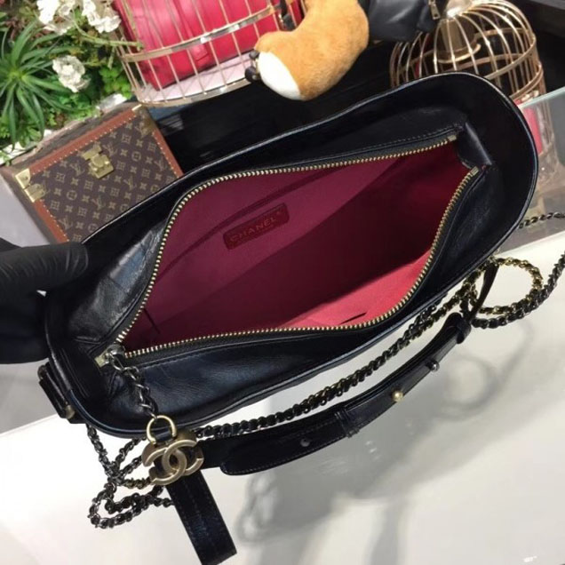 Chanel Chevron Gabrielle Medium Hobo Bag A93824 Black 2018