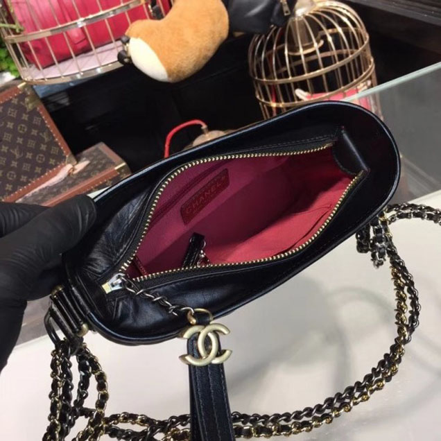 Chanel Chevron Gabrielle Small Hobo Bag A91810 Black 2018