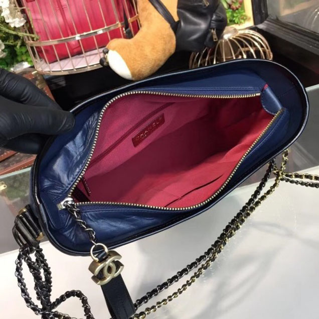 Chanel Chevron Gabrielle Medium Hobo Bag A93824 Dark Blue/Black 2018