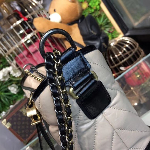 Chanel Chevron Gabrielle Medium Hobo Bag A93824 Beige/Black 2018