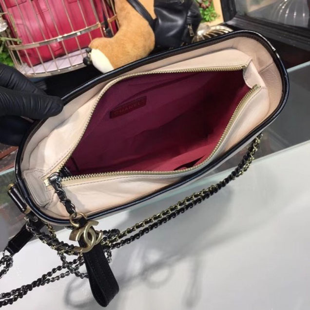 Chanel Chevron Gabrielle Medium Hobo Bag A93824 Beige/Black 2018