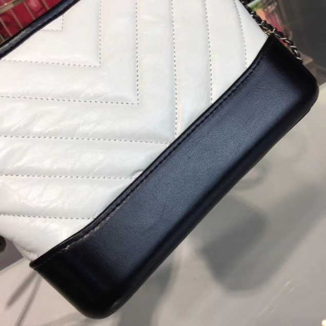 Chanel Chevron Gabrielle Small Hobo Bag A91810 White/Black 2018