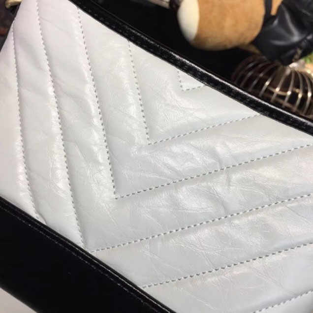 Chanel Chevron Gabrielle Small Hobo Bag A91810 White/Black 2018