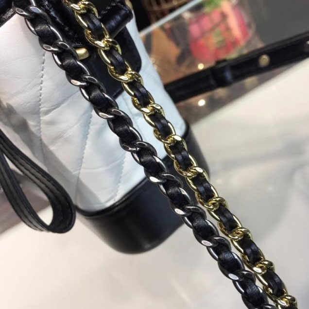Chanel Chevron Gabrielle Small Hobo Bag A91810 White/Black 2018