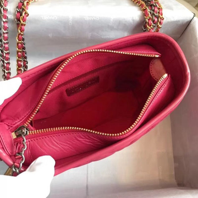 Chanel Chevron Gabrielle Small Hobo Bag A91810 Fuchsia 2018