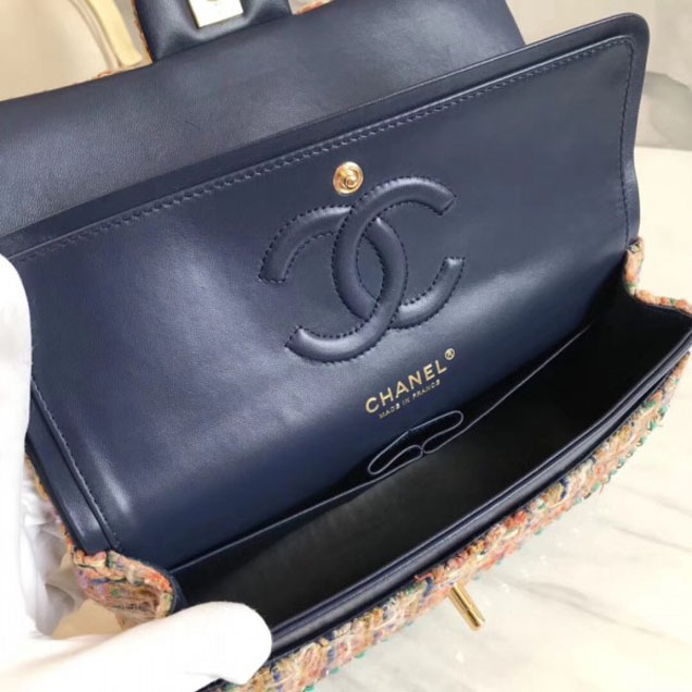Chanel Chain Tweed Classic Flap Bag with Strass Brooch 02 2018