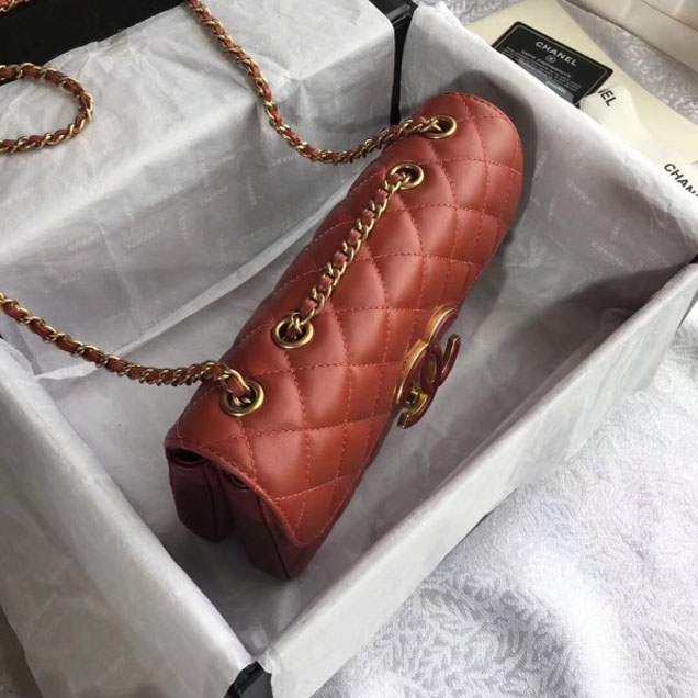Chanel Lambskin Double Flap Bag A57275 Orange/Red 2018