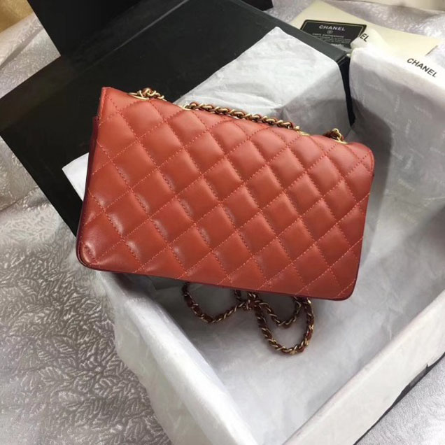 Chanel Lambskin Double Flap Bag A57275 Orange/Red 2018