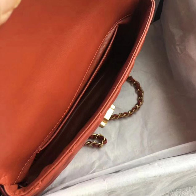 Chanel Lambskin Double Flap Bag A57275 Orange/Red 2018