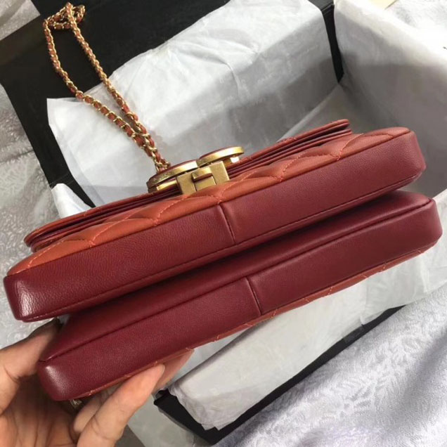 Chanel Lambskin Double Flap Bag A57275 Orange/Red 2018