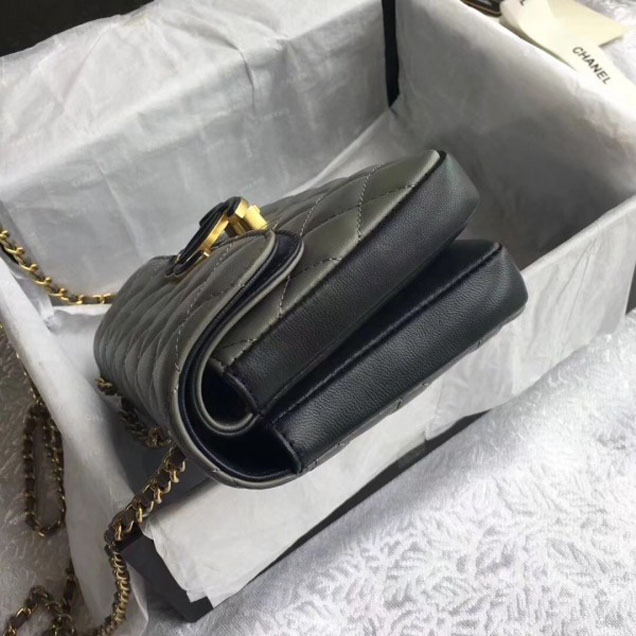 Chanel Lambskin Double Flap Bag A57275 Light Gray/Black 2018