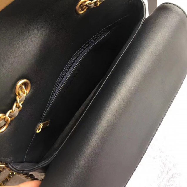 Chanel Lambskin Double Flap Bag A57275 Light Gray/Black 2018