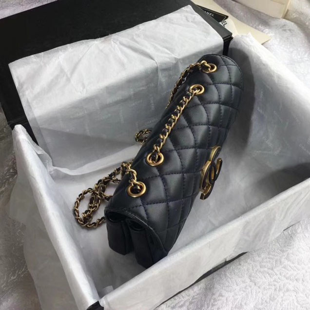 Chanel Lambskin Double Flap Bag A57275 Navy Blue/Black 2018