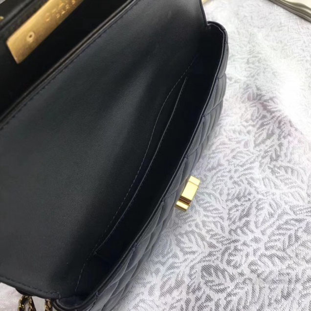 Chanel Lambskin Double Flap Bag A57275 Navy Blue/Black 2018
