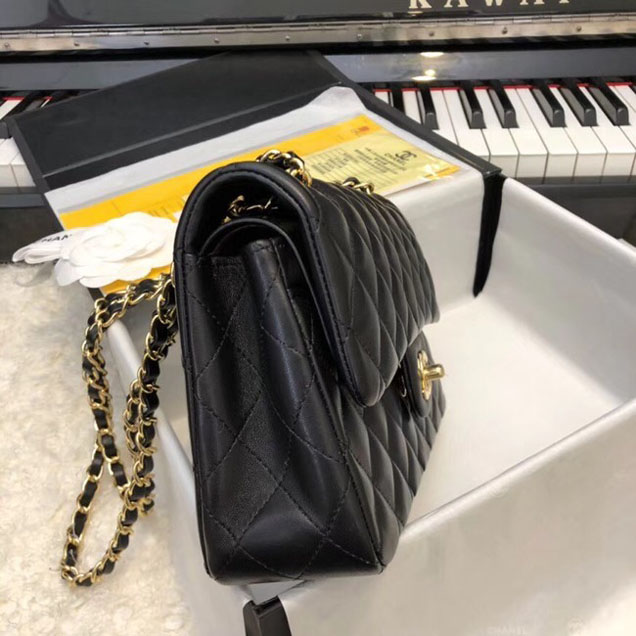 Chanel Small Classic Handbag Sheepskin A01113 black