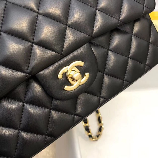 Chanel Small Classic Handbag Sheepskin A01113 black