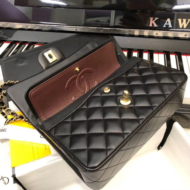 Chanel Small Classic Handbag Sheepskin A01113 black