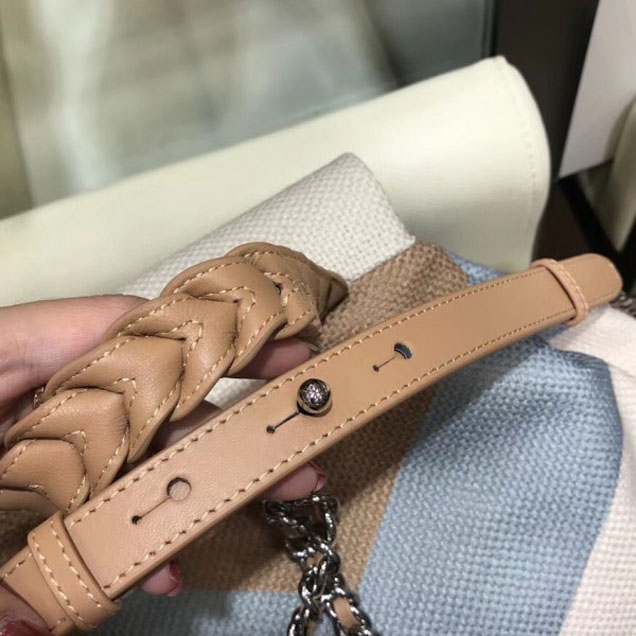Chanel Braided Handle Chevron Canvas Backpack Bag A95104 Beige 2018
