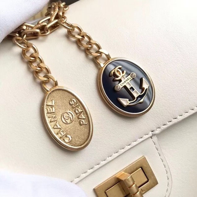 Chanel 2.55 Nude with Medals Reissue Size 225 Bag A37586 White 2018