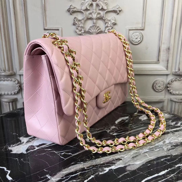 Chanel Classic Flap Bag 30cm Pink Lambskin Gold-Tone Metal