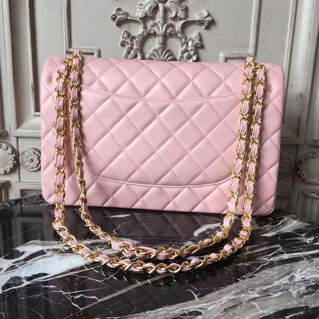 Chanel Classic Flap Bag 30cm Pink Lambskin Gold-Tone Metal