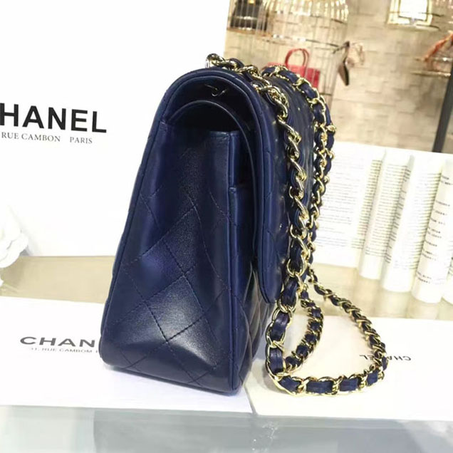 Chanel Classic Flap Bag 30cm Navy Lambskin Gold-Tone Metal