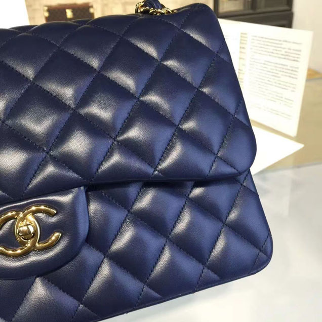 Chanel Classic Flap Bag 30cm Navy Lambskin Gold-Tone Metal