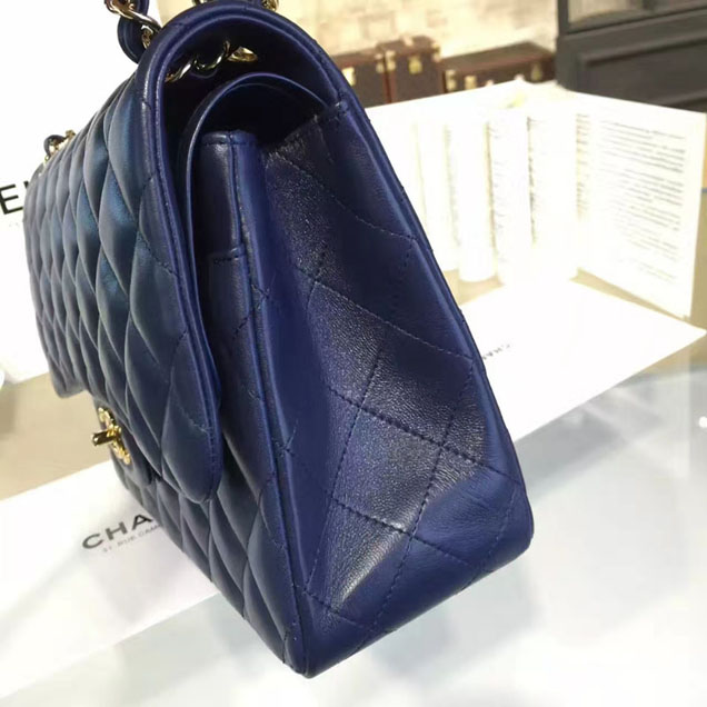 Chanel Classic Flap Bag 30cm Navy Lambskin Gold-Tone Metal