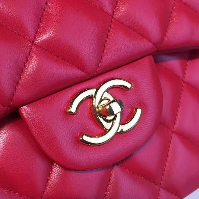 Chanel Classic Flap Bag 30cm Lambskin Gold-Tone Metal Red