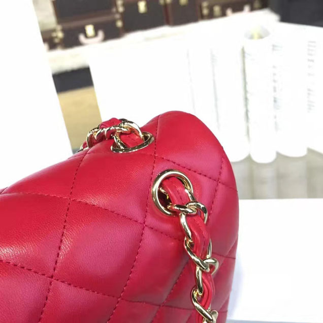 Chanel Classic Flap Bag 30cm Lambskin Gold-Tone Metal Red