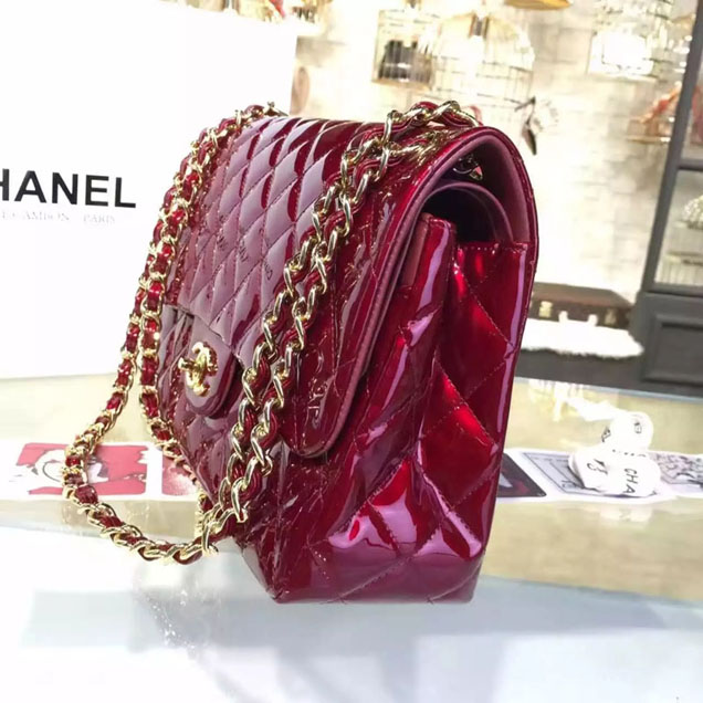 Chanel Classic Flap Bag 30cm Burgundy Lambskin Gold-Tone Metal