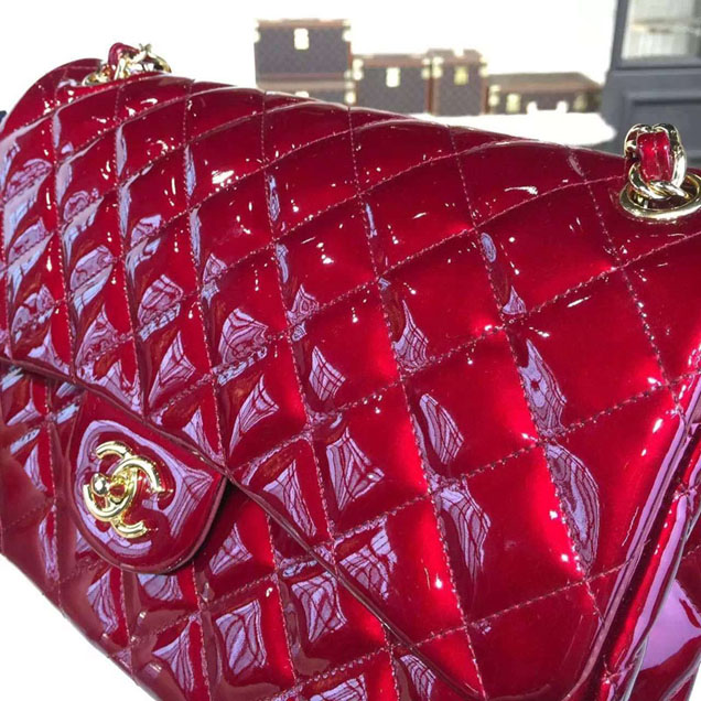 Chanel Classic Flap Bag 30cm Burgundy Lambskin Gold-Tone Metal