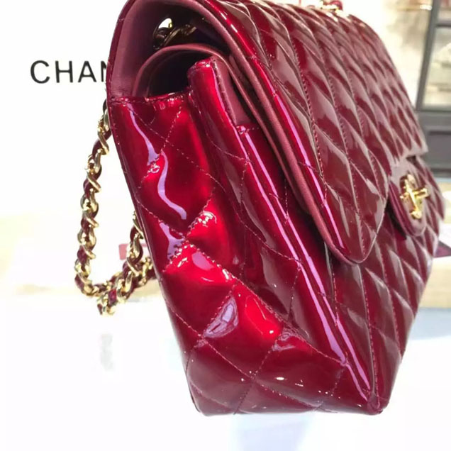 Chanel Classic Flap Bag 30cm Burgundy Lambskin Gold-Tone Metal