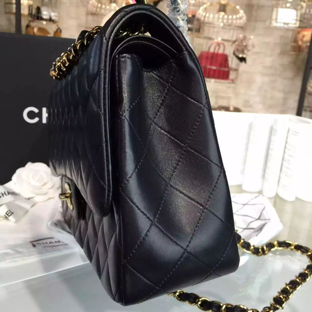 Chanel Classic Flap Bag 30cm Black Lambskin Gold-Tone Metal