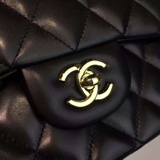 Chanel Classic Flap Bag 30cm Black Lambskin Gold-Tone Metal