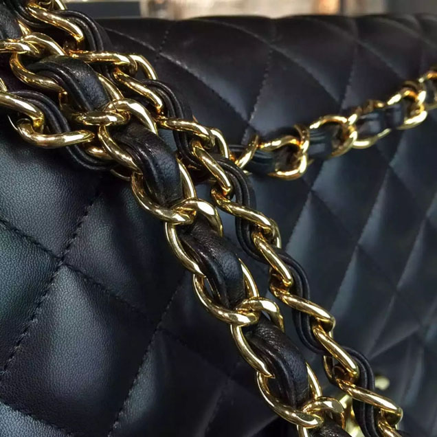 Chanel Classic Flap Bag 30cm Black Lambskin Gold-Tone Metal
