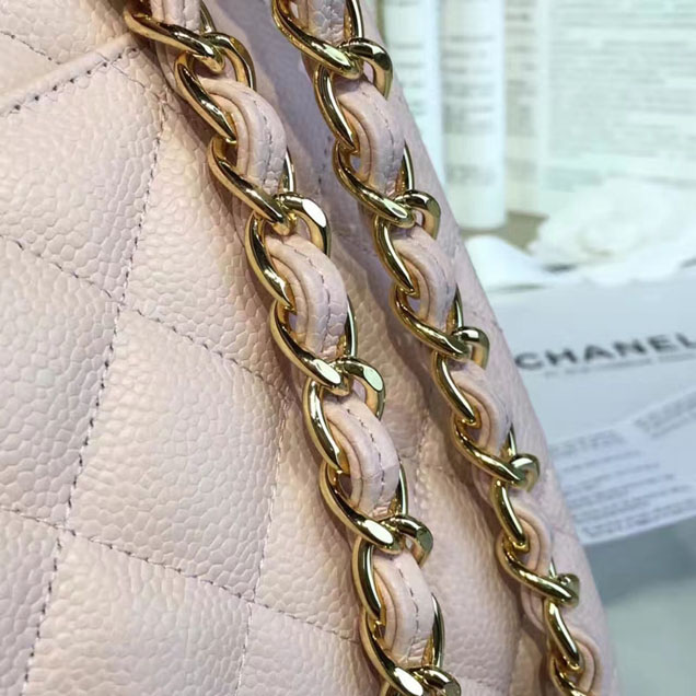 Chanel Classic Flap Bag 30cm Beige Grained Calfskin Gold-Tone Metal