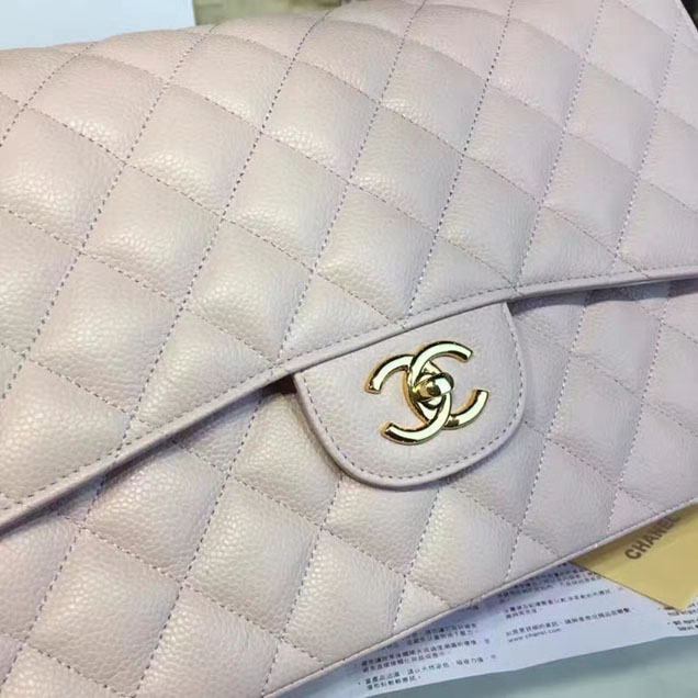 Chanel Classic Flap Bag 30cm Beige Grained Calfskin Gold-Tone Metal