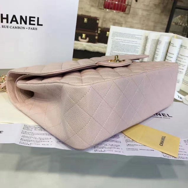 Chanel Classic Flap Bag 30cm Beige Grained Calfskin Gold-Tone Metal