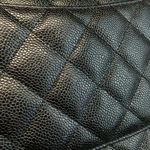 Chanel Classic Flap Bag 30cm Black Grained Calfskin Silver-Tone Metal