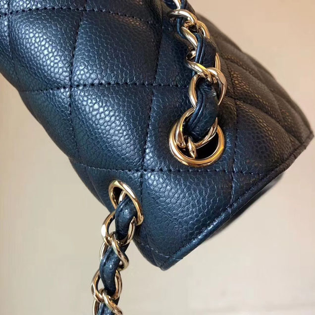 Chanel Classic Flap Bag 30cm Navy Grained Calfskin Gold-Tone Metal