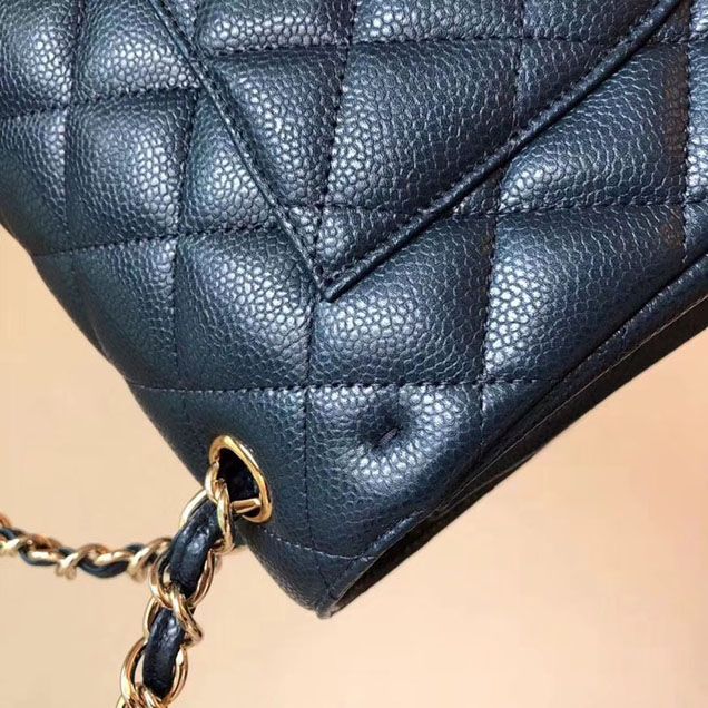Chanel Classic Flap Bag 30cm Navy Grained Calfskin Gold-Tone Metal