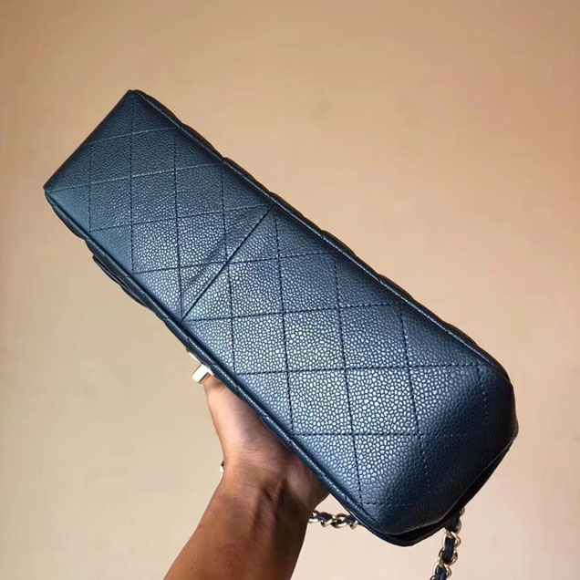 Chanel Classic Flap Bag 30cm Navy Grained Calfskin Gold-Tone Metal