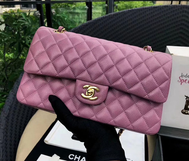 Chanel Classic Flap Bag 30cm Purple Grained Calfskin Gold-Tone Metal