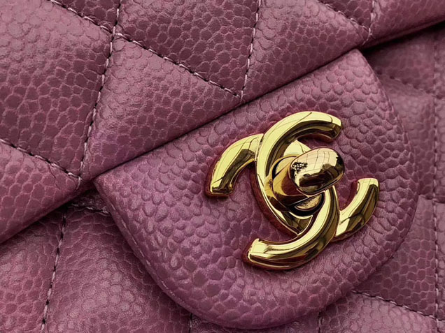 Chanel Classic Flap Bag 30cm Purple Grained Calfskin Gold-Tone Metal