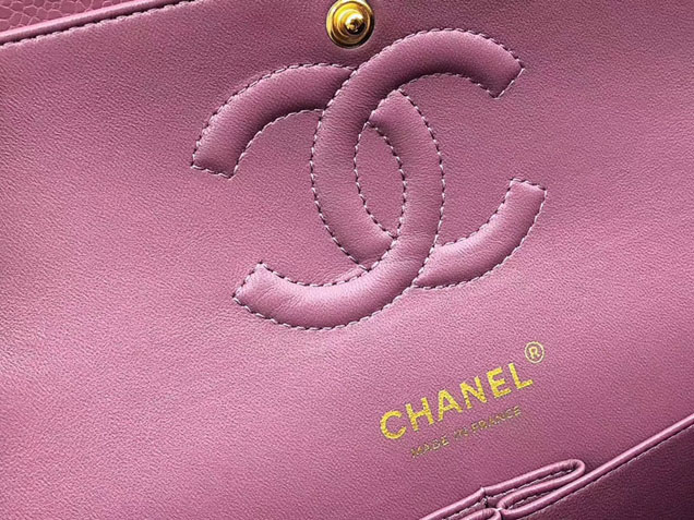 Chanel Classic Flap Bag 30cm Purple Grained Calfskin Gold-Tone Metal