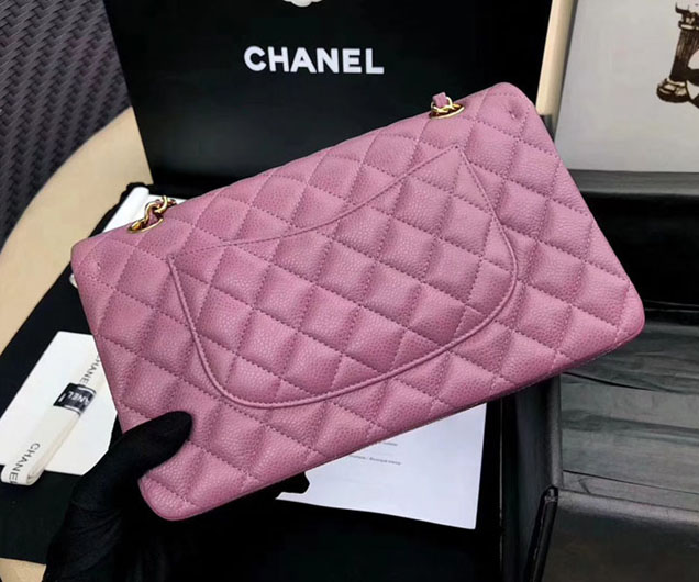 Chanel Classic Flap Bag 30cm Purple Grained Calfskin Gold-Tone Metal