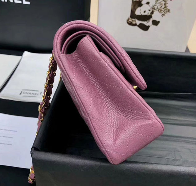 Chanel Classic Flap Bag 30cm Purple Grained Calfskin Gold-Tone Metal