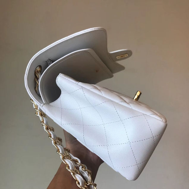 Chanel Classic Flap Bag 30cm White Grained Calfskin Gold-Tone Metal